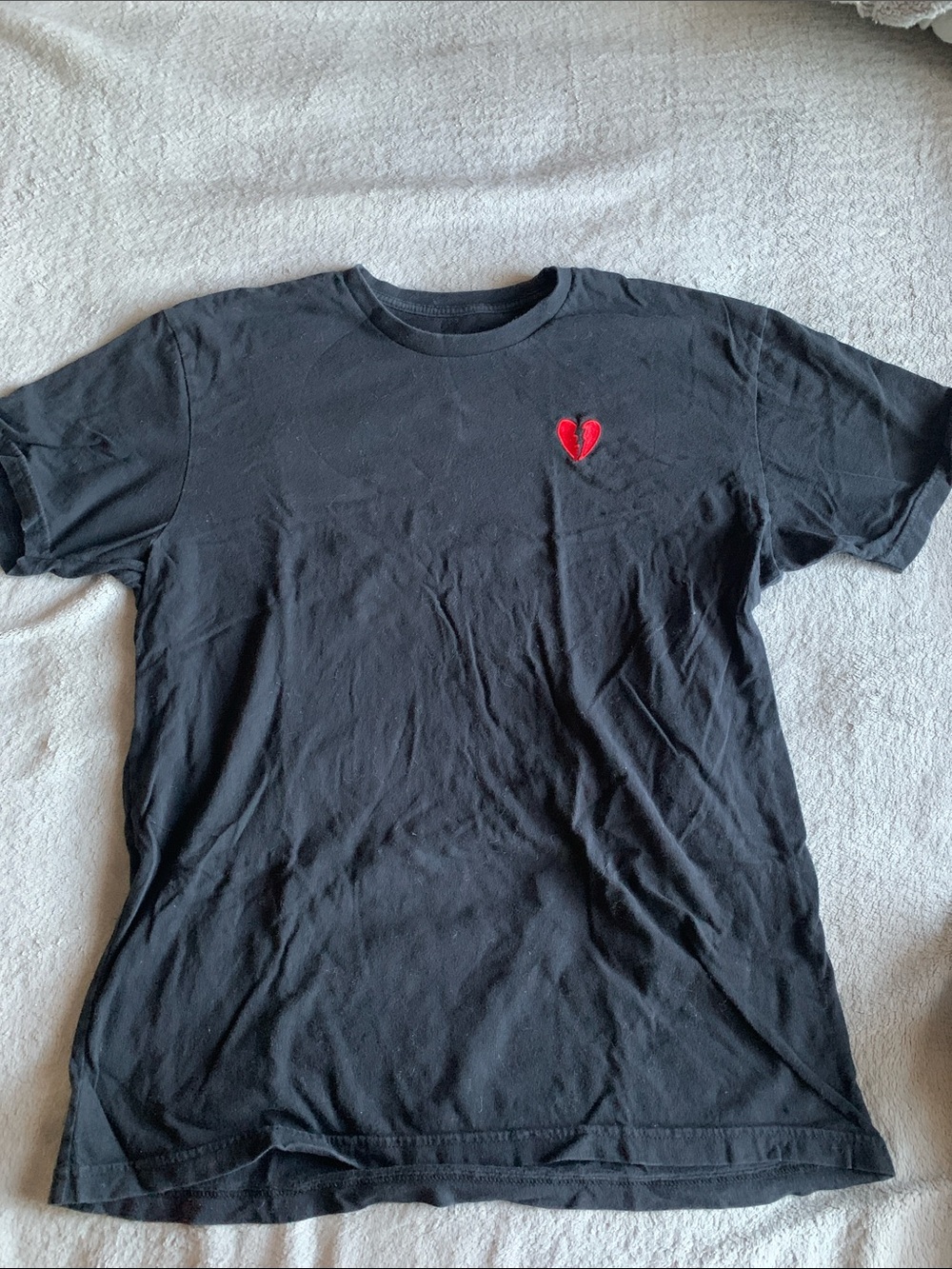 riot society Black Tee with Red Broken Heart Chest Patch